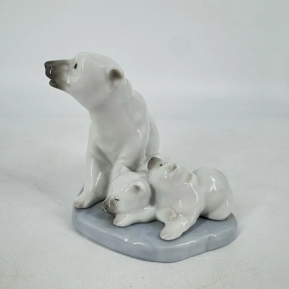 Lladro Polar Bear & Cubs Figurine Daisa 1986 Spain Mini Porcelain 3.5”